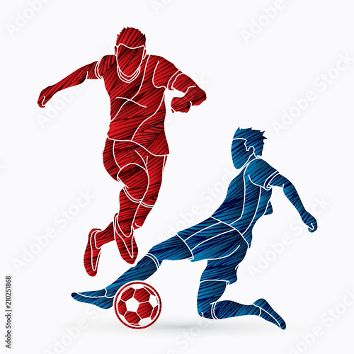 Soccer player action designed using grunge brush graphic vector.