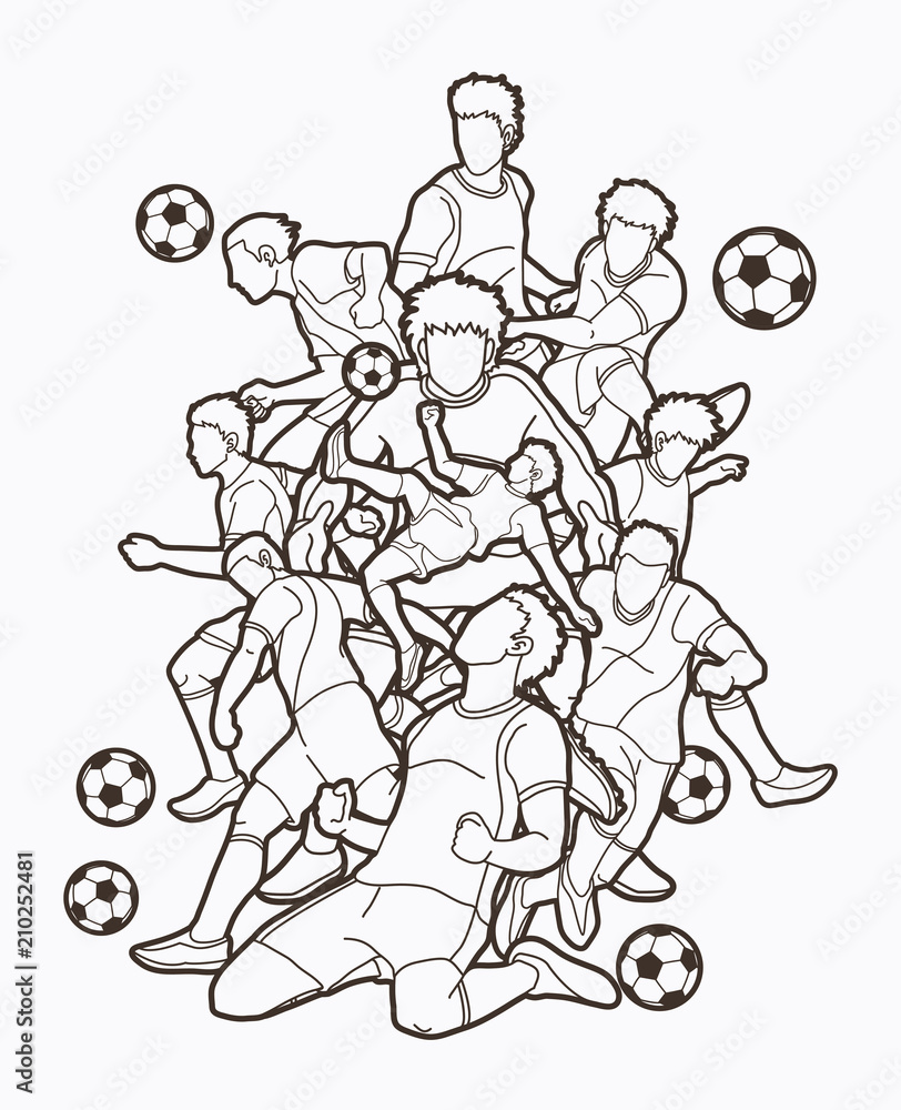 Soccer player team composition outline graphic vector. Soccer player team composition outline graphic vector.