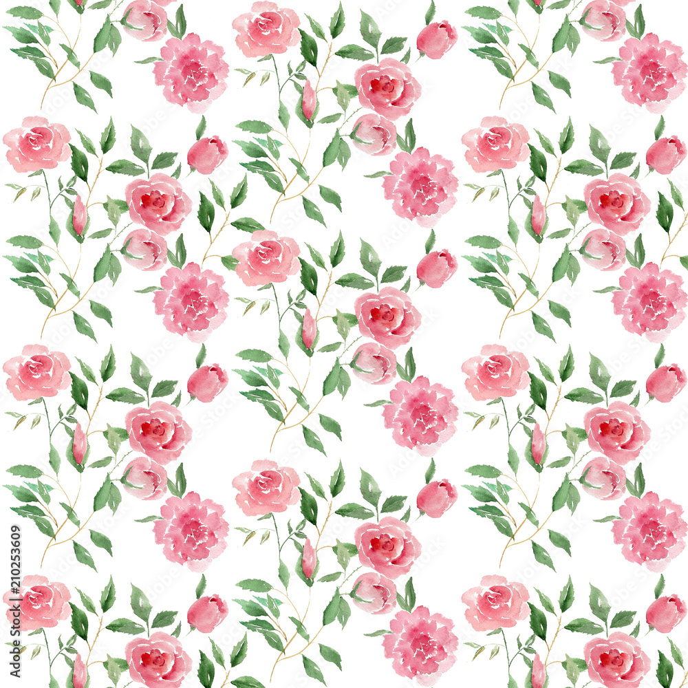 Watercolor roses pattern