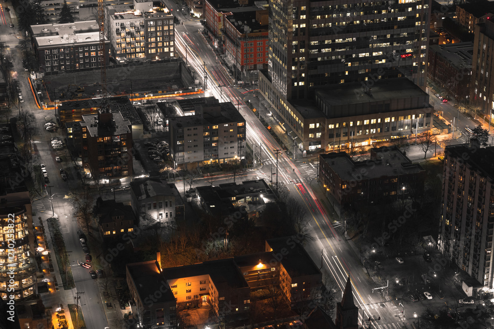 Nighttime City Streets In Downtown Seattle Nighttime City Streets In Downtown Seattle