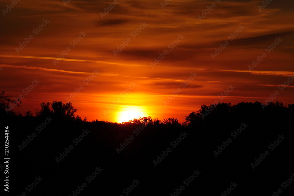 crimson sunset with the sun crimson sunset with the sun