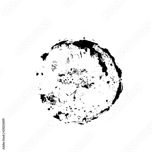 Grunge ink brush round stamp. Modern black vector illustration.