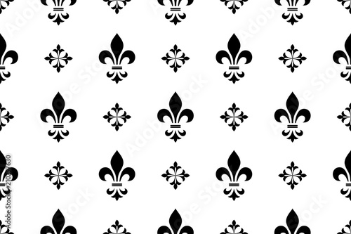 Wallpaper in the style of Baroque. A seamless vector background. White and black floral ornament. Graphic pattern for fabric, wallpaper, packaging. Ornate Damask flower ornament