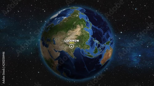 INDIA LUCKNOW ZOOM IN FROM SPACE photo