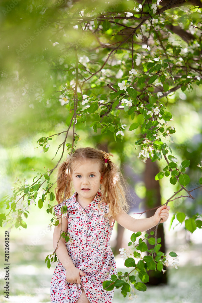 Little cute girl walking in summer park Little cute girl walking in summer park