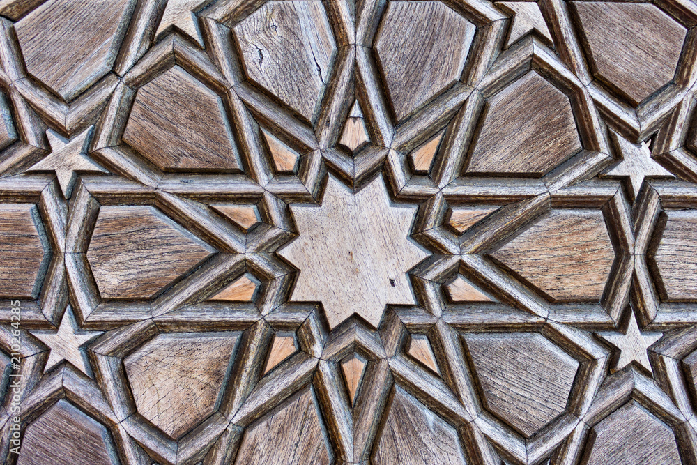 Ornaments on wooden door