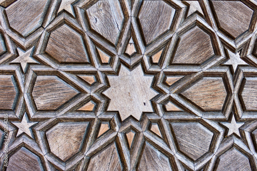 Ornaments on wooden door