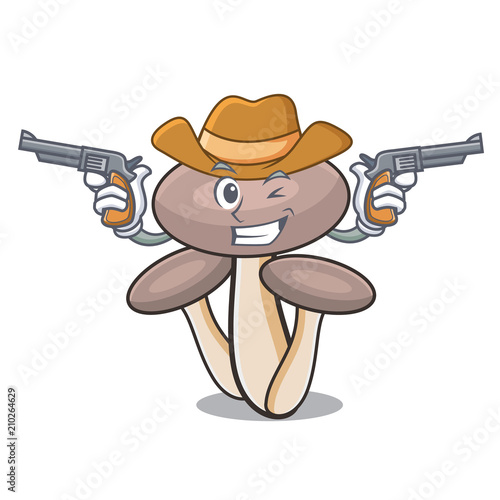 Cowboy honey agaric mushroom character cartoon