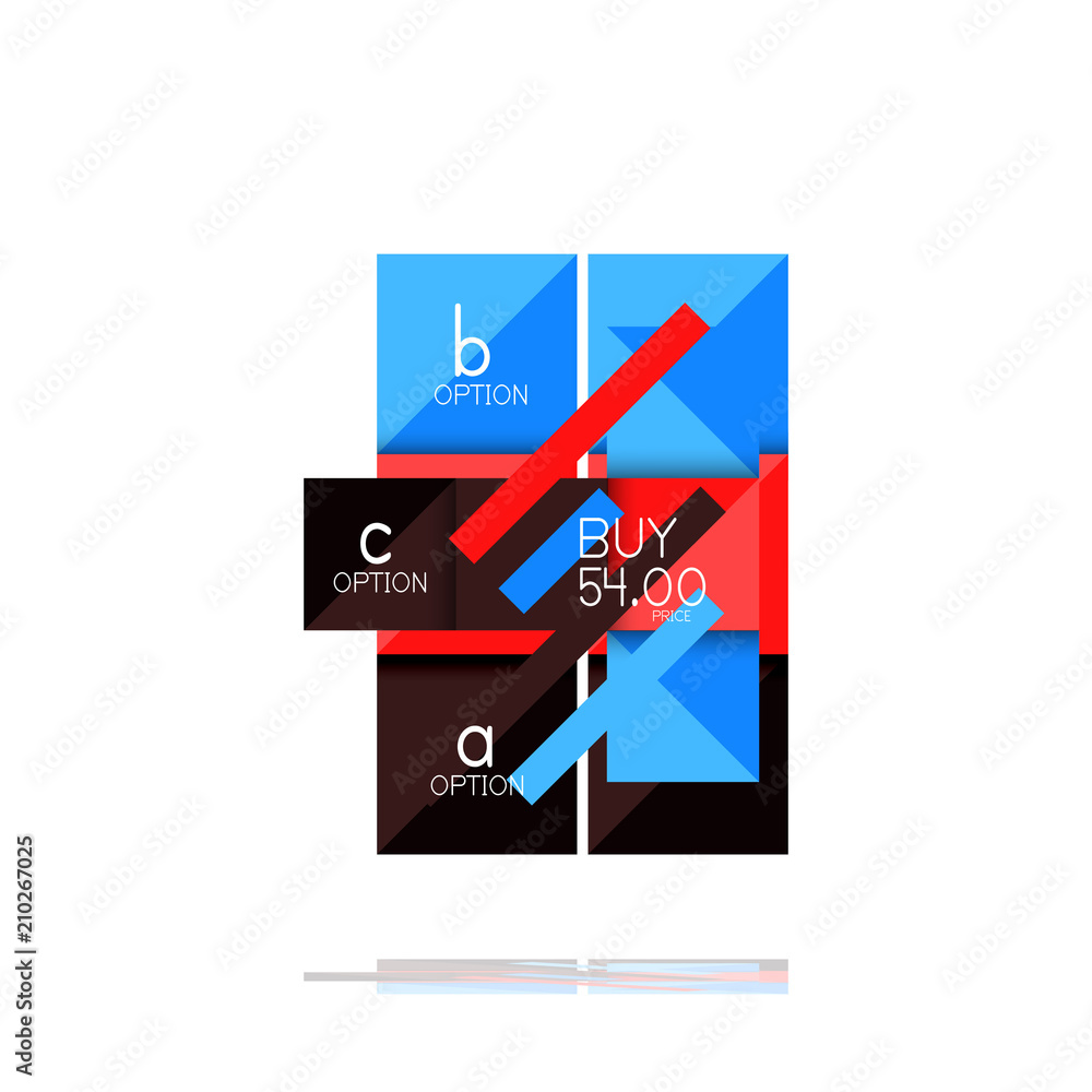 Square option infographic banner. Data and information visualization, geometric design Square option infographic banner. Data and information visualization, geometric design