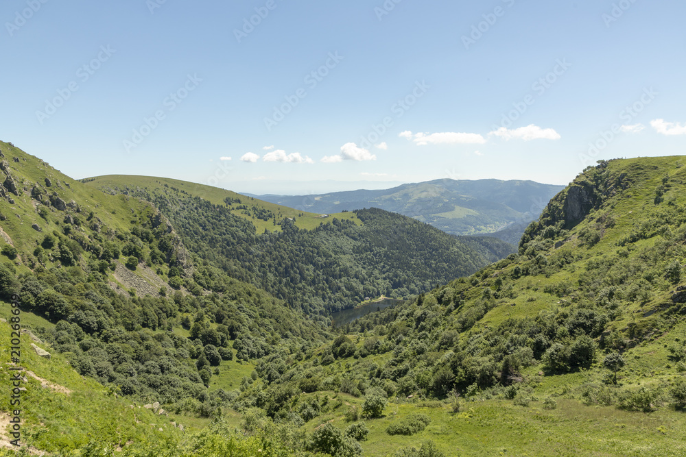 Fototapeta premium view at summit le Hoheneck at haute du crete in the alsace region in France