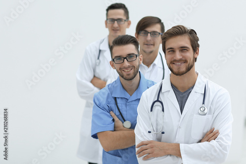 group of successful doctors .isolated on white