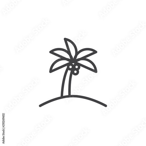 Palm Tree outline icon. linear style sign for mobile concept and web design. Coconut palm tree simple line vector icon. Symbol, logo illustration. Pixel perfect vector graphics
