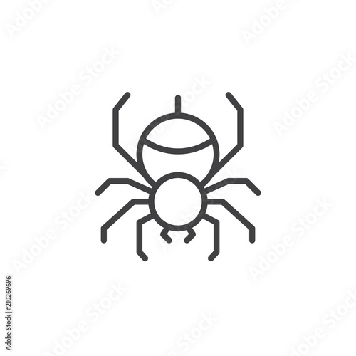 Spider outline icon. linear style sign for mobile concept and web design. Hanging spider on spiderweb simple line vector icon. Symbol, logo illustration. Pixel perfect vector graphics