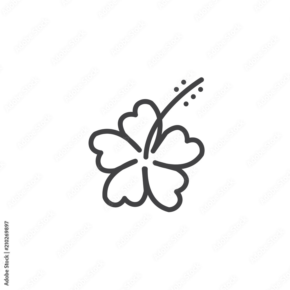 Hibiscus Flower outline icon. linear style sign for mobile concept and