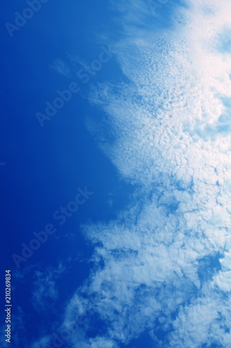 Beautiful blue sky with clouds background and bright lighting clear on Summer