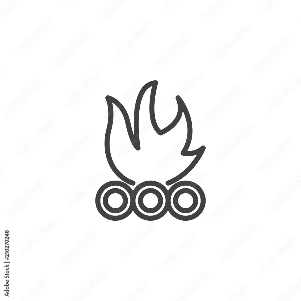 Campfire flame outline icon. linear style sign for mobile concept and web design. Bonfire simple line vector icon. Symbol, logo illustration. Pixel perfect vector graphics Campfire flame outline icon. linear style sign for mobile concept and web design. Bonfire simple line vector icon. Symbol, logo illustration. Pixel perfect vector graphics