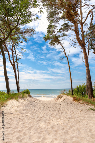 Blick vom Weststrand in Prerow auf die blaue Ostsee