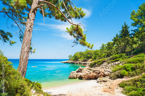 Beautiful wild beach with turquoise water near Kemer, Turkey © smallredgirl