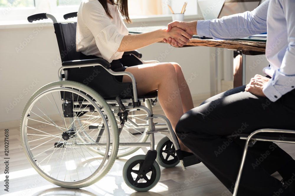 Obraz premium Businesswoman Shaking Hands With Her Colleague