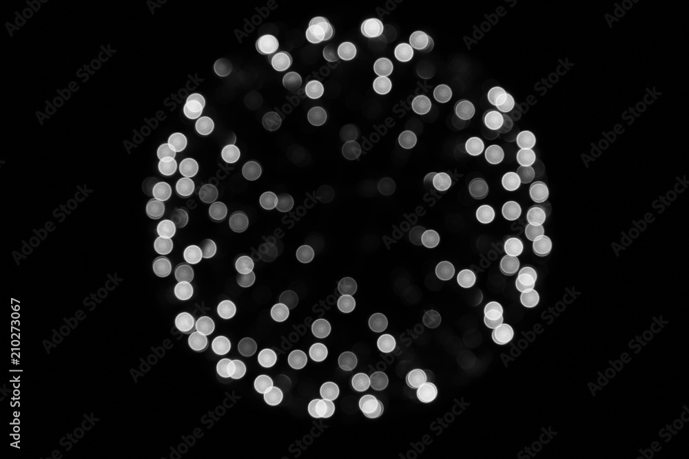 Bokeh of light spheres round, circle on background black Bokeh of light spheres round, circle on background black