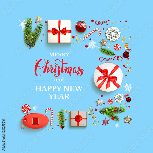 Boxes on blue background