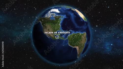 MEXICO XALAPA DE ENRIQUEZ ZOOM IN FROM SPACE photo