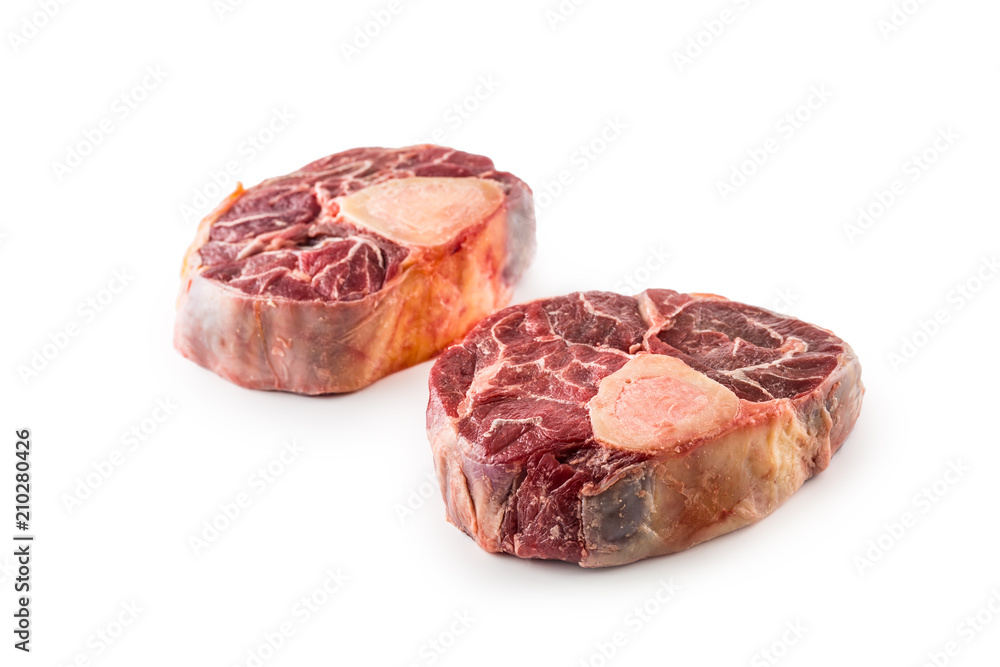 Fototapeta premium Raw beef shank isolated on white background