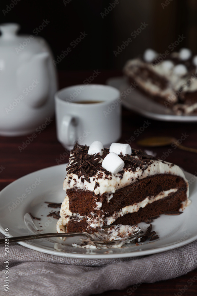 Cream cake with chocolate and marshmallows Cream cake with chocolate and marshmallows
