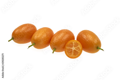 Kumquat Cumquat Fruit on Isolated White Background Close Up photo