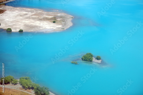 New Zealand. Lake Pukaki with turquoise water