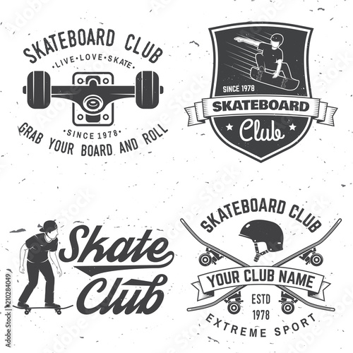 Skateboard club badge. Vector illustration.