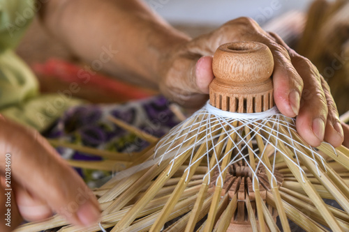 Quadro su tela The Local Umbella made by woo and mulberry paper from Chiang Mai Thailand