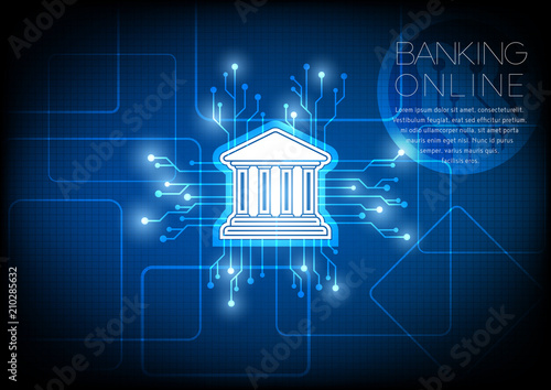 Bank icon with Circuit background concept