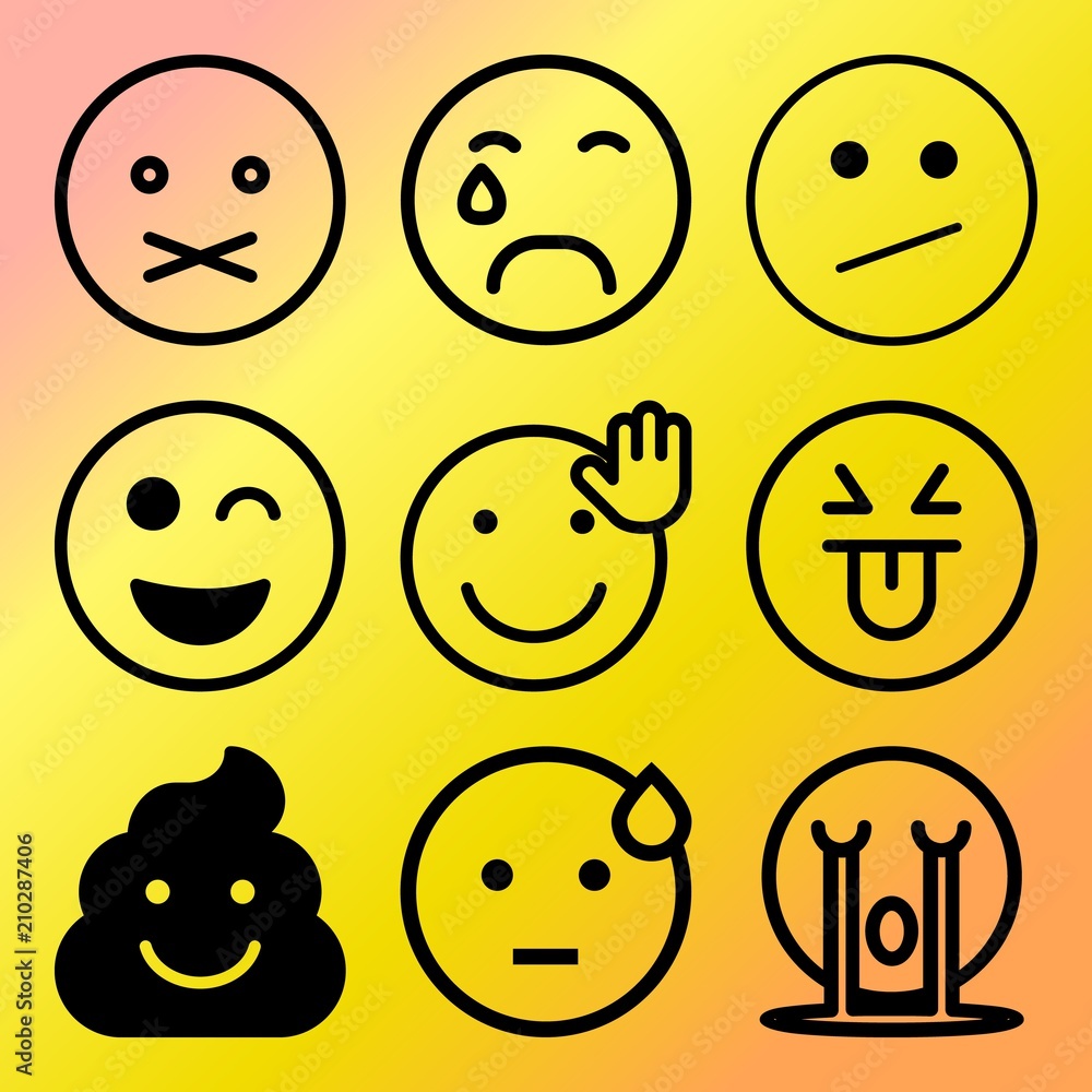 Vector icon set about emoticon with 9 icons related to facial, concept, look, beauty and toilet Vector icon set about emoticon with 9 icons related to facial, concept, look, beauty and toilet