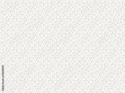 Islamic lace seamless pattern with stars. Traditional Arabic girih tiles. Vector Illustration. Background for festive design of Ramadan Kareem, Eid mubarak. All isolated, layered