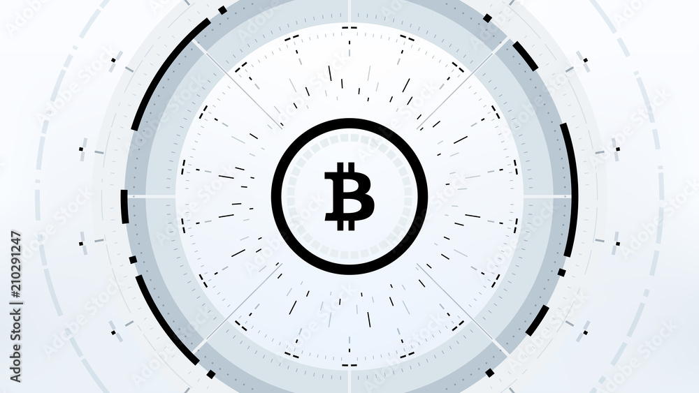 Bitcoin Cryptocurrency Futuristic Sci-Fi Technology Circular HUD Background Illustration. Worldwide Digital Money Blockchain System Bitcoin Cryptocurrency Futuristic Sci-Fi Technology Circular HUD Background Illustration. Worldwide Digital Money Blockchain System