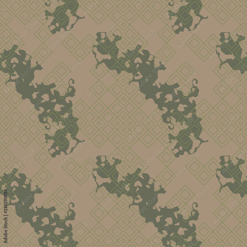 Fototapeta premium Military camouflage seamless pattern in green and brown colors