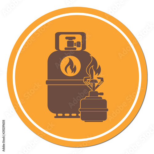 Camping stove with gas bottle icon