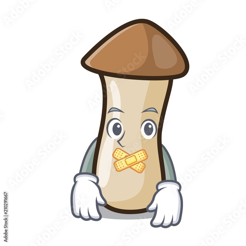Silent pleurotus erynggi mushroom mascot cartoon