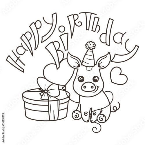 Wallpaper Mural Cute cartoon baby pig in a cool rainbow glasses Torontodigital.ca