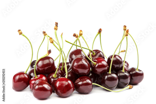 Fruits of a sweet cherry on white background.