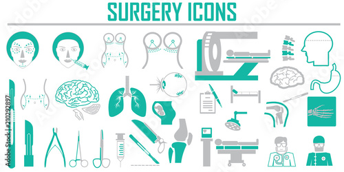 surgery  plastic vector icon set.