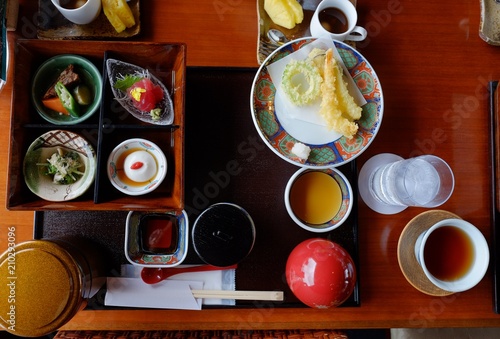 Delicious Japanese Okinawa Ryukyu style cuisine flat lay