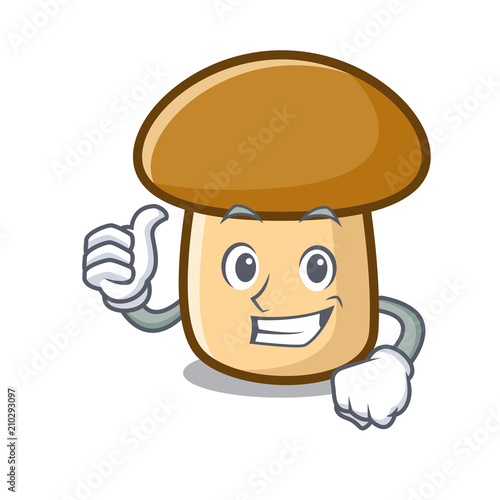 Thumbs up porcini mushroom character cartoon