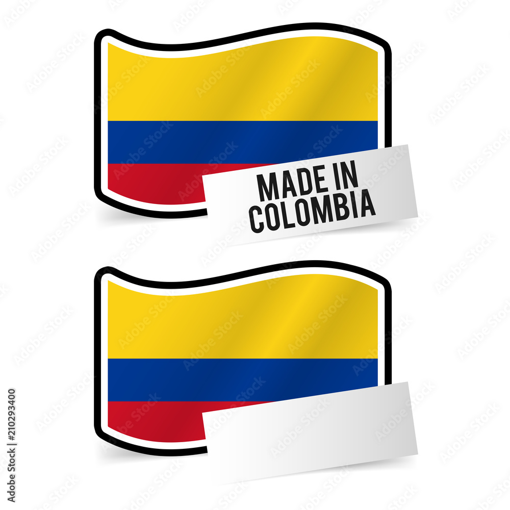 Made in Colombia Flag and white empty Paper. Esp10 Vector. Made in Colombia Flag and white empty Paper. Esp10 Vector.