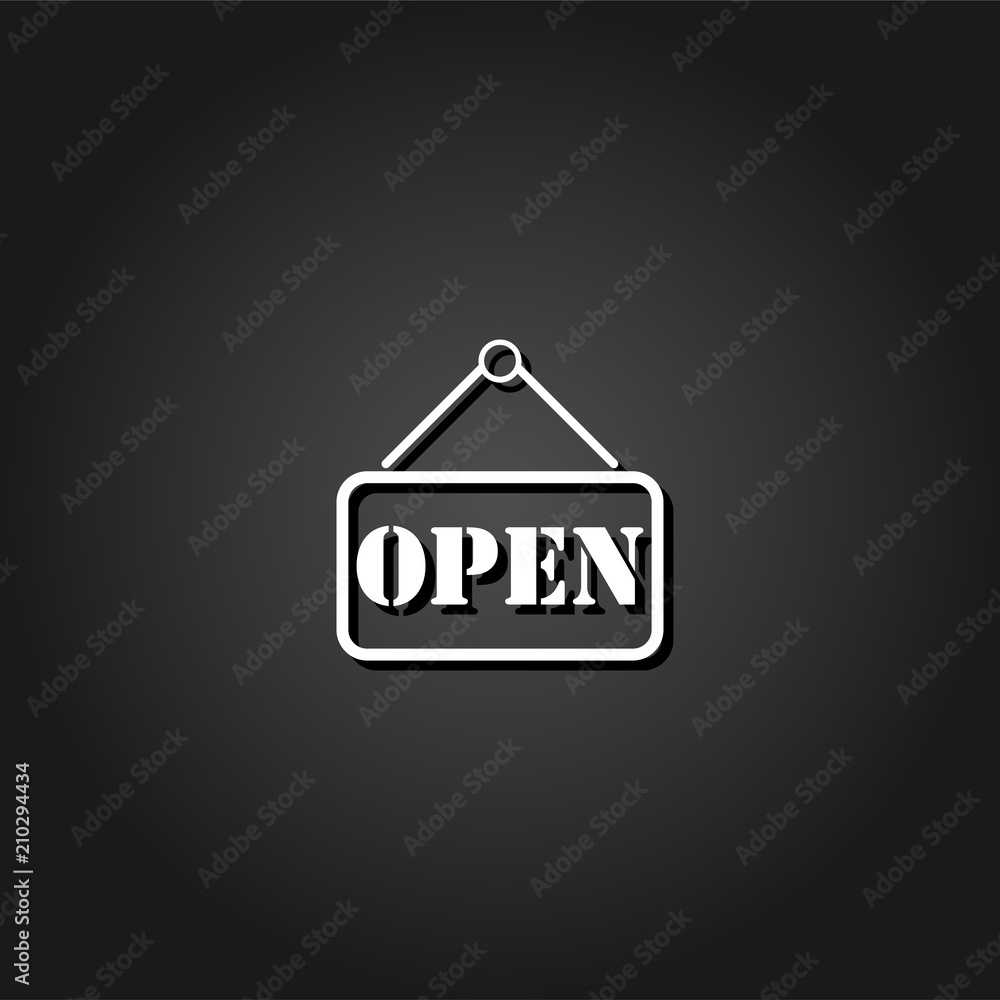Open plate icon flat. Simple White pictogram on black background with shadow. Vector illustration symbol Open plate icon flat. Simple White pictogram on black background with shadow. Vector illustration symbol
