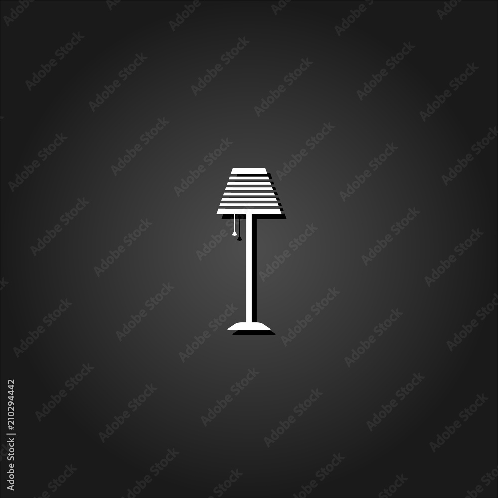 Floor lamp icon flat. Simple White pictogram on black background with shadow. Vector illustration symbol Floor lamp icon flat. Simple White pictogram on black background with shadow. Vector illustration symbol
