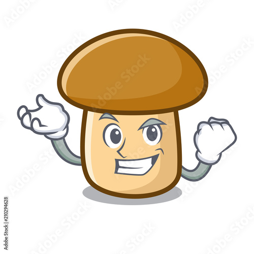 Successful porcini mushroom character cartoon
