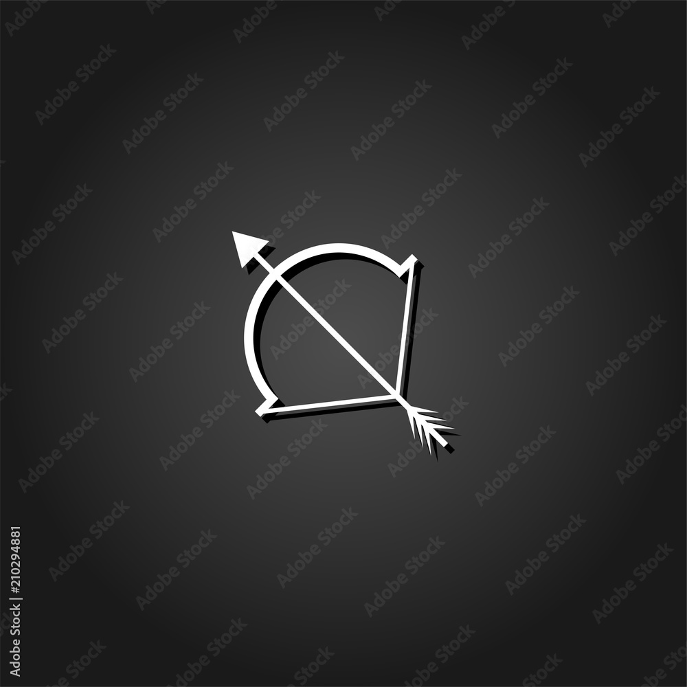 Cupid bow icon flat. Simple White pictogram on black background with shadow. Vector illustration symbol