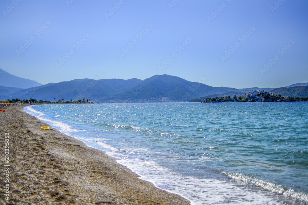 Sunny and sandy beach in Turkey.Sunny and sandy beach in Turkey.